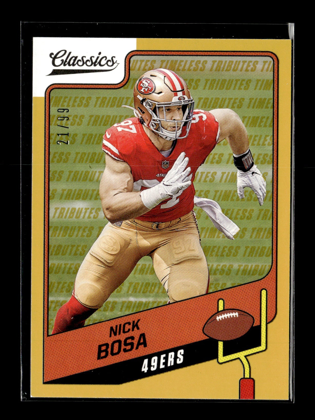 2021 Panini Classics Nick Bosa #84 Timeless Tributes Gold #/99 San Francisco 49ers