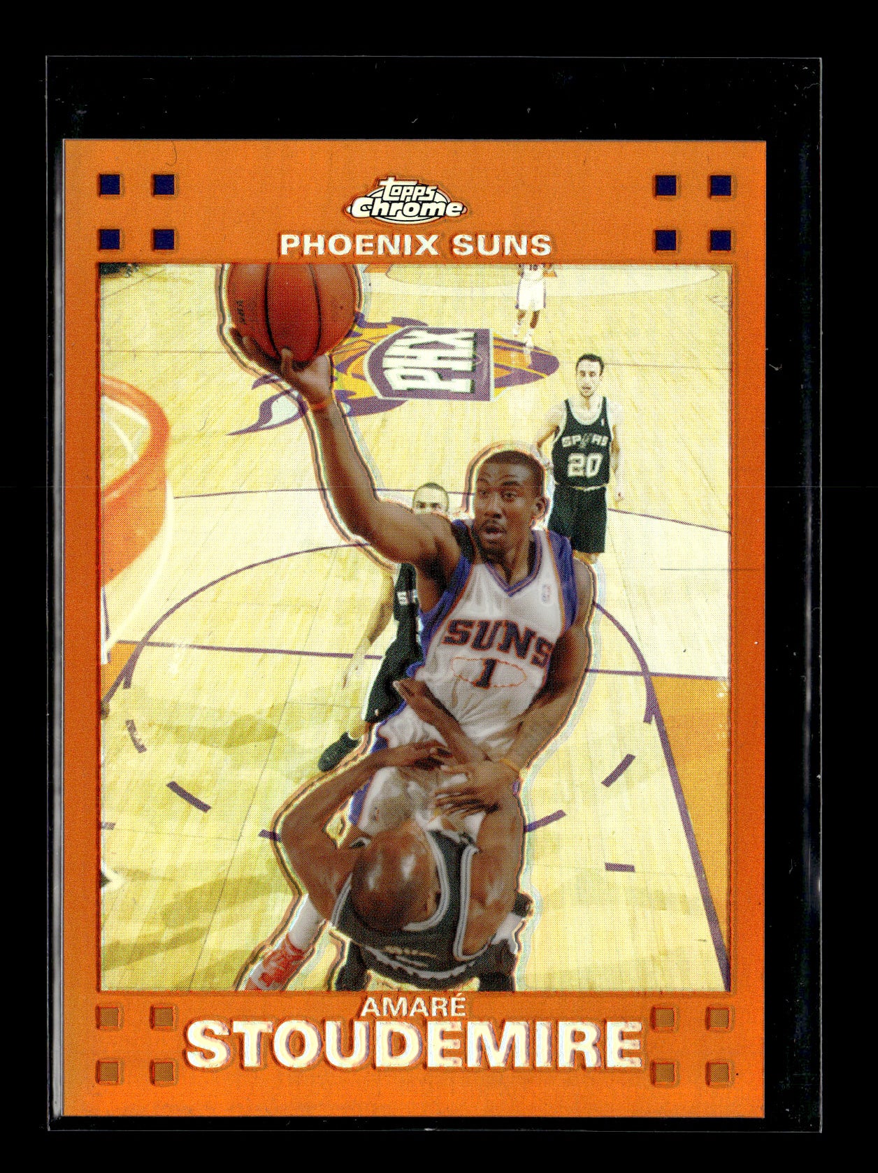 2007-08 Topps Chrome Amare Stoudemire #1 Refractors Orange #/199 Phoenix Suns