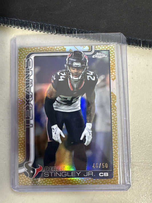 2025 Topps Chrome #116 Derek Stingley Jr Gold Snake Skin - Houston Texans