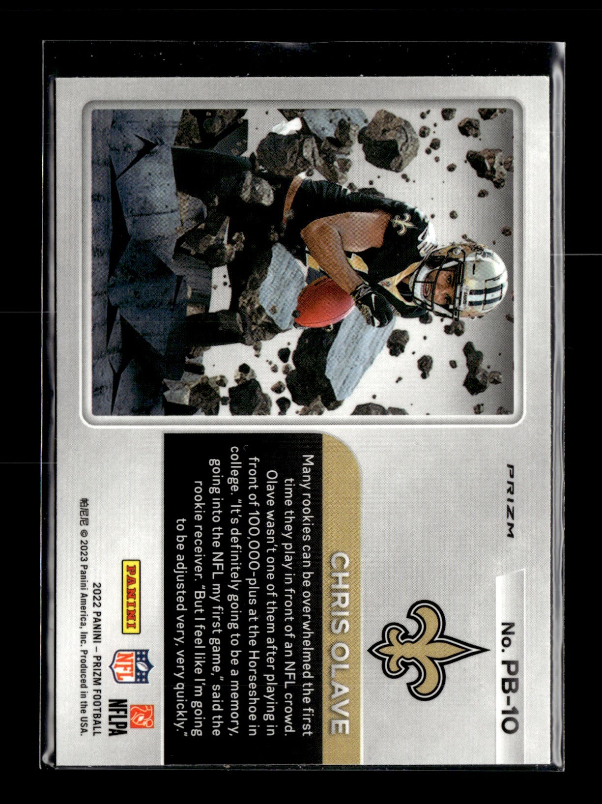 2022 Panini Prizm Chris Olave #PB-10 Prizm Break Prizms No Huddle New Orleans Saints