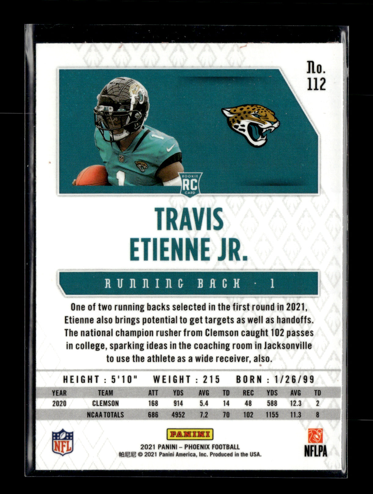 2021 Panini Phoenix Travis Etienne Jr. #112 Fire Burst Jacksonville Jaguars