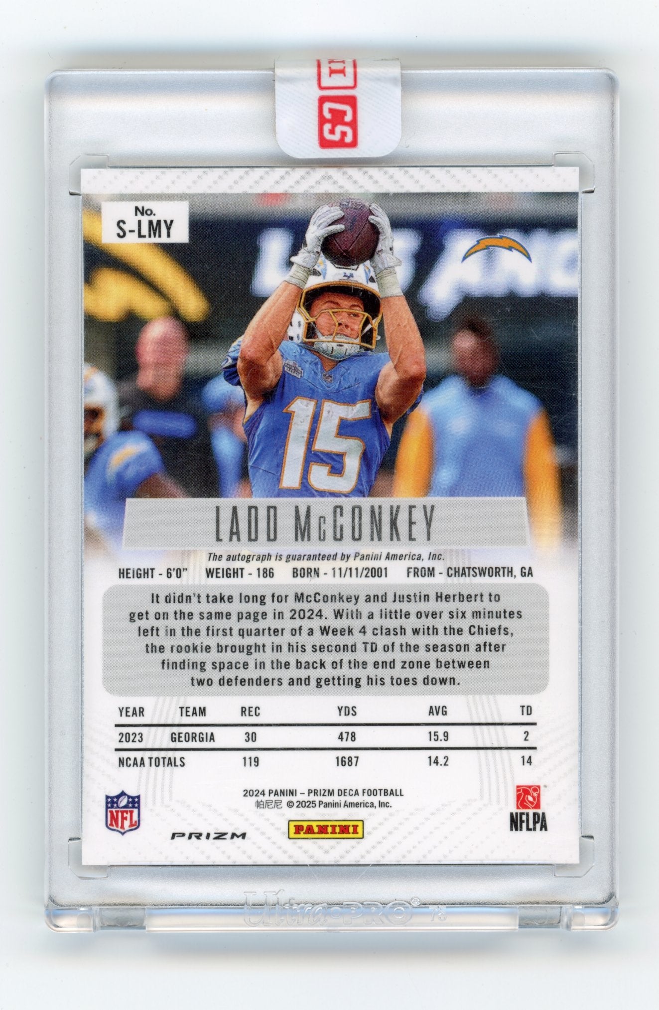 2024 Panini Prizm Deca Ladd McConkey #S-LMC Signatures Silver Prizms Los Angeles Chargers