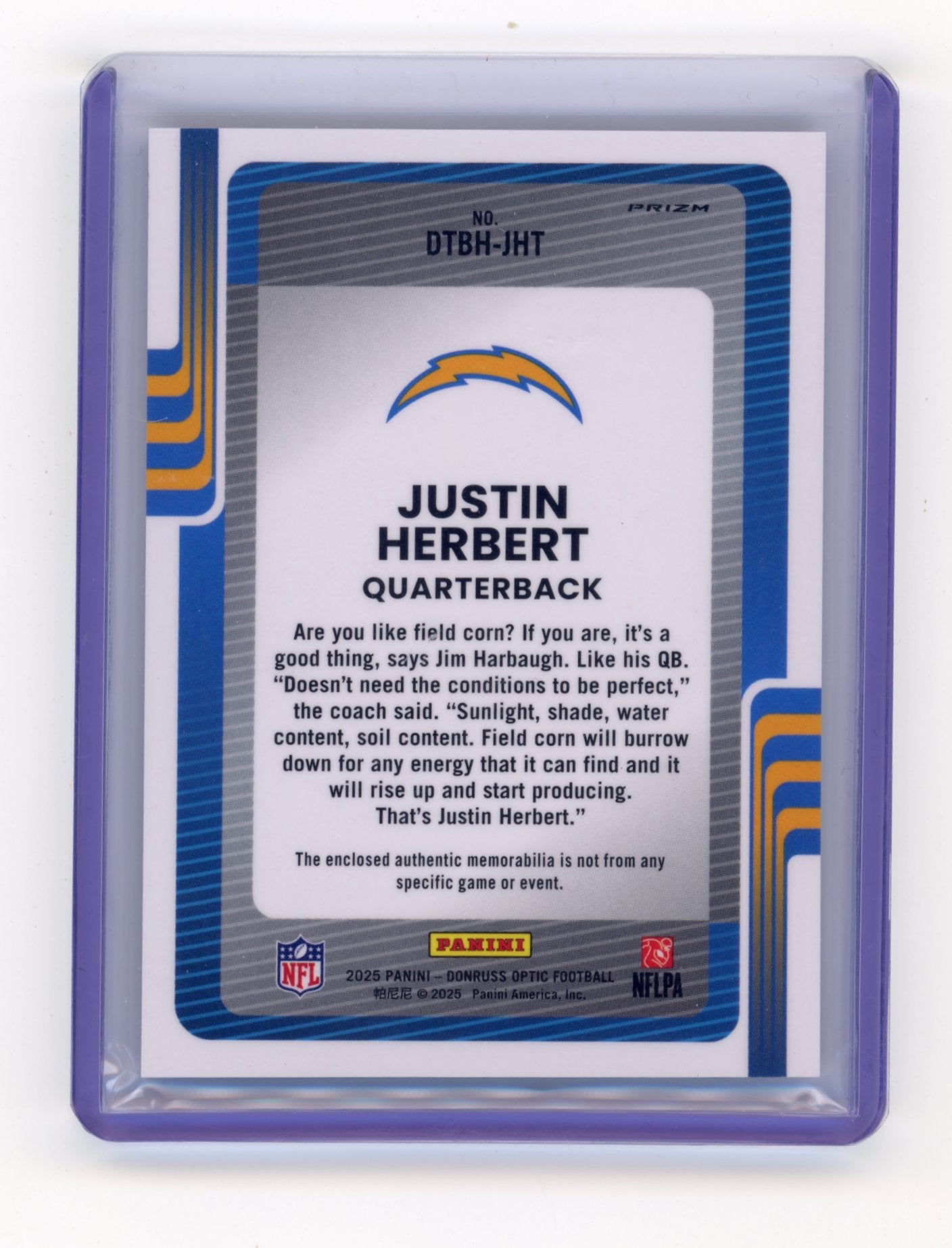 2025 Donruss Optic Justin Herbert #DTBH-JHT Donruss Threads Blue Hyper Los Angeles Chargers
