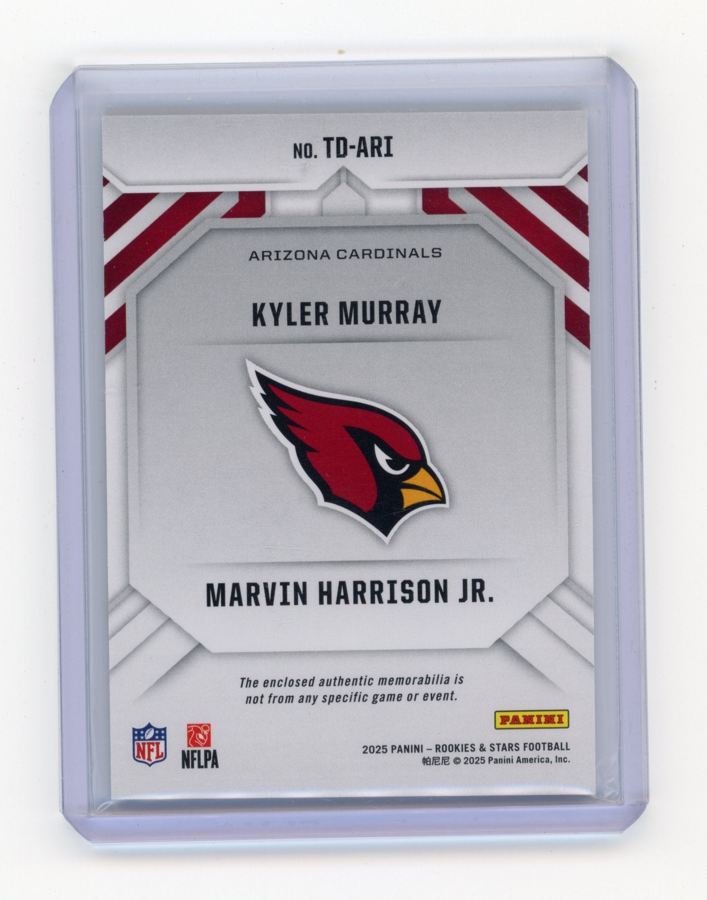 2025 Panini Rookies & Stars Kyler Murray / Marvin Harrison Jr. #TD-ARI Team Duals Arizona Cardinals