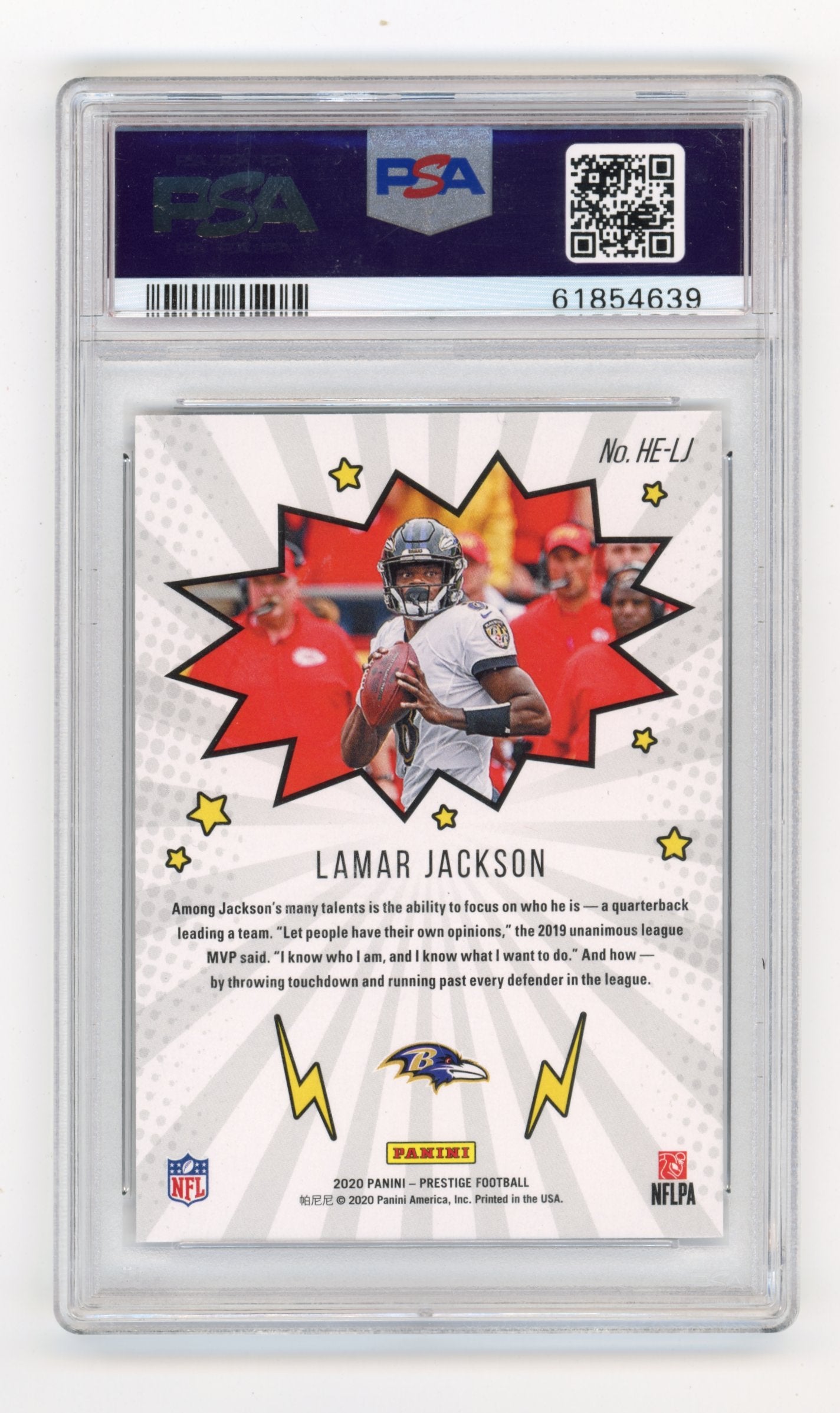 2020 Panini Prestige Heroes Lamar Jackson #HELJ Heroes PSA 10