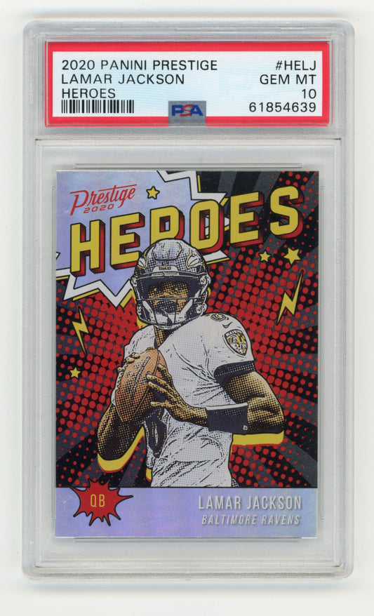 2020 Panini Prestige Heroes Lamar Jackson #HELJ Heroes PSA 10