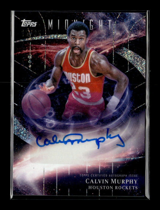 2025-26 Topps Midnight Calvin Murphy #SM-CM Stroke of Midnight Autographs Winter Solstice #/35 Houston Rockets