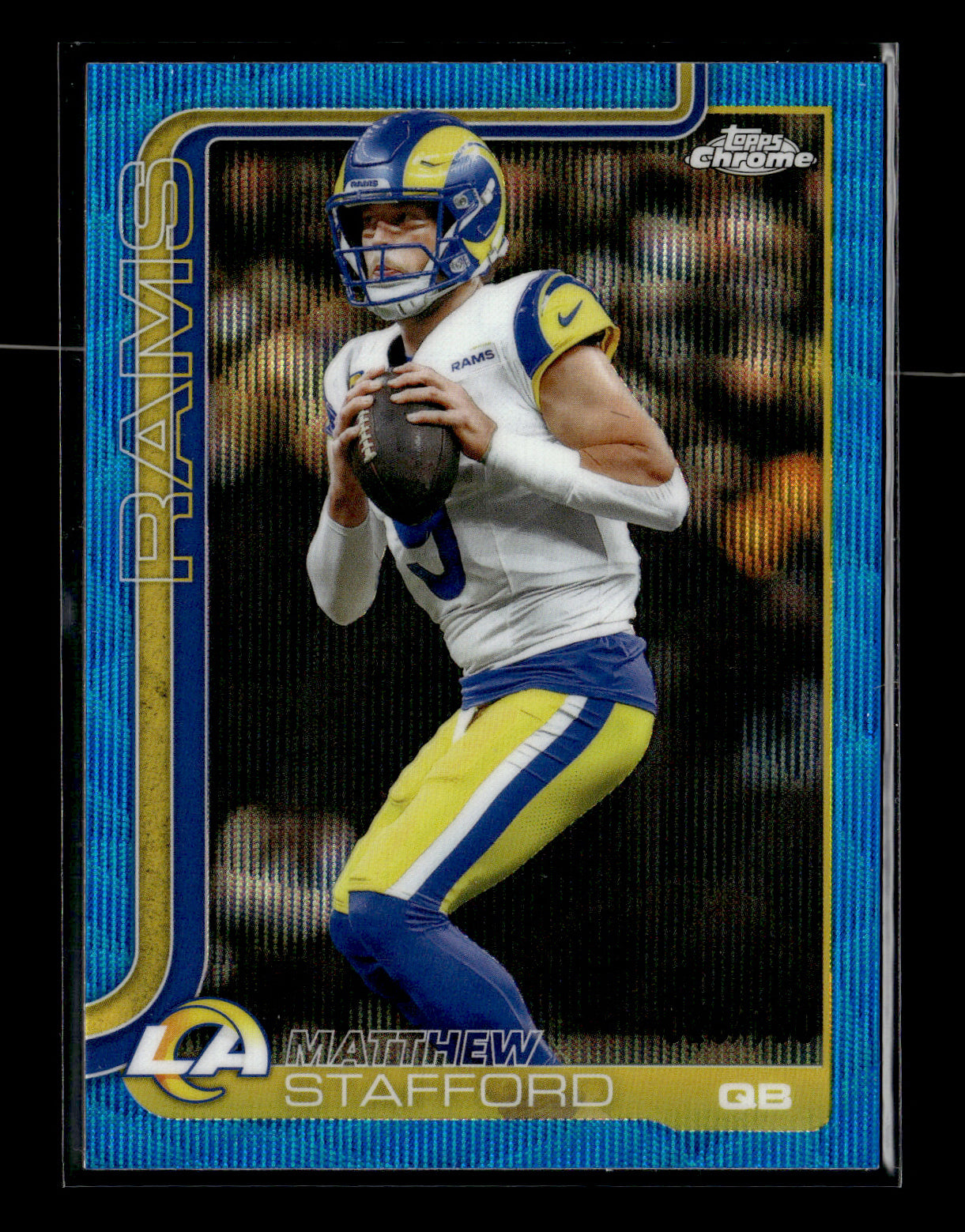 2025 Topps Chrome Matthew Stafford #169 Blue Wave Refractor #/150 Los Angeles Rams