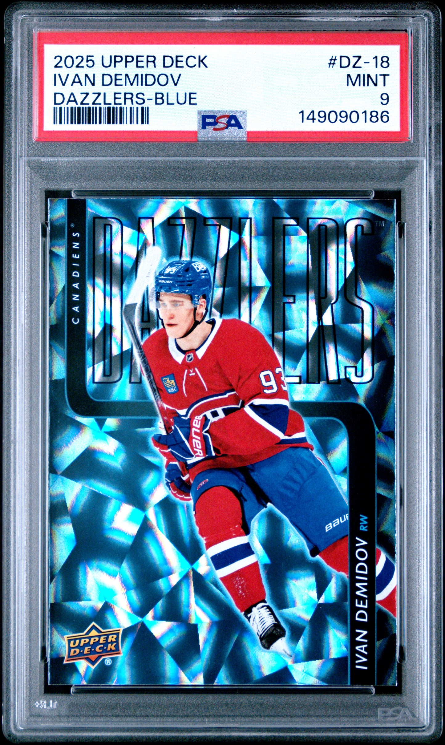 2025 Upper Deck Dazzlers Ivan Demidov #DZ-18 Dazzlers-Blue PSA 9 Montreal Canadiens