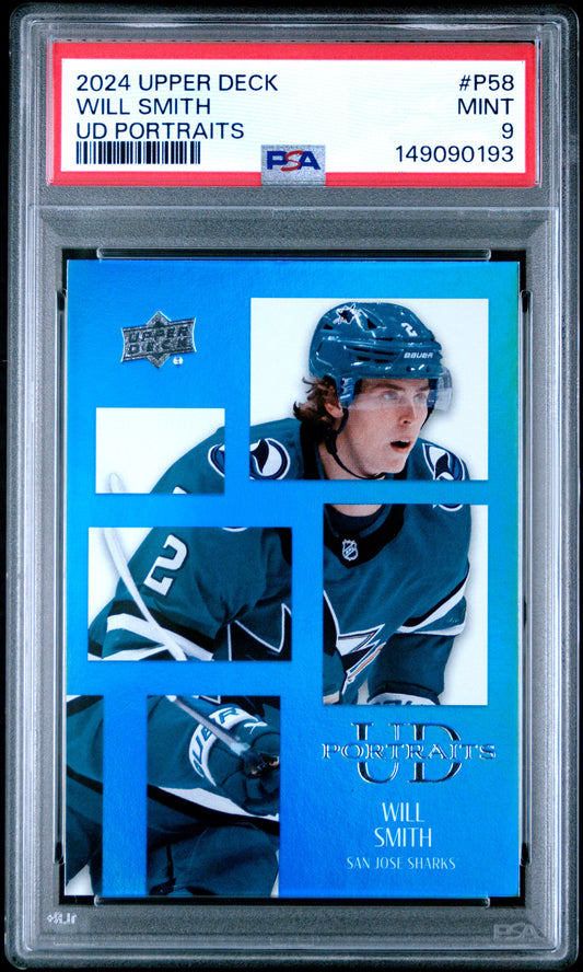 2024 Upper Deck Ud Portraits Will Smith #P58 PSA 9 San Jose Sharks