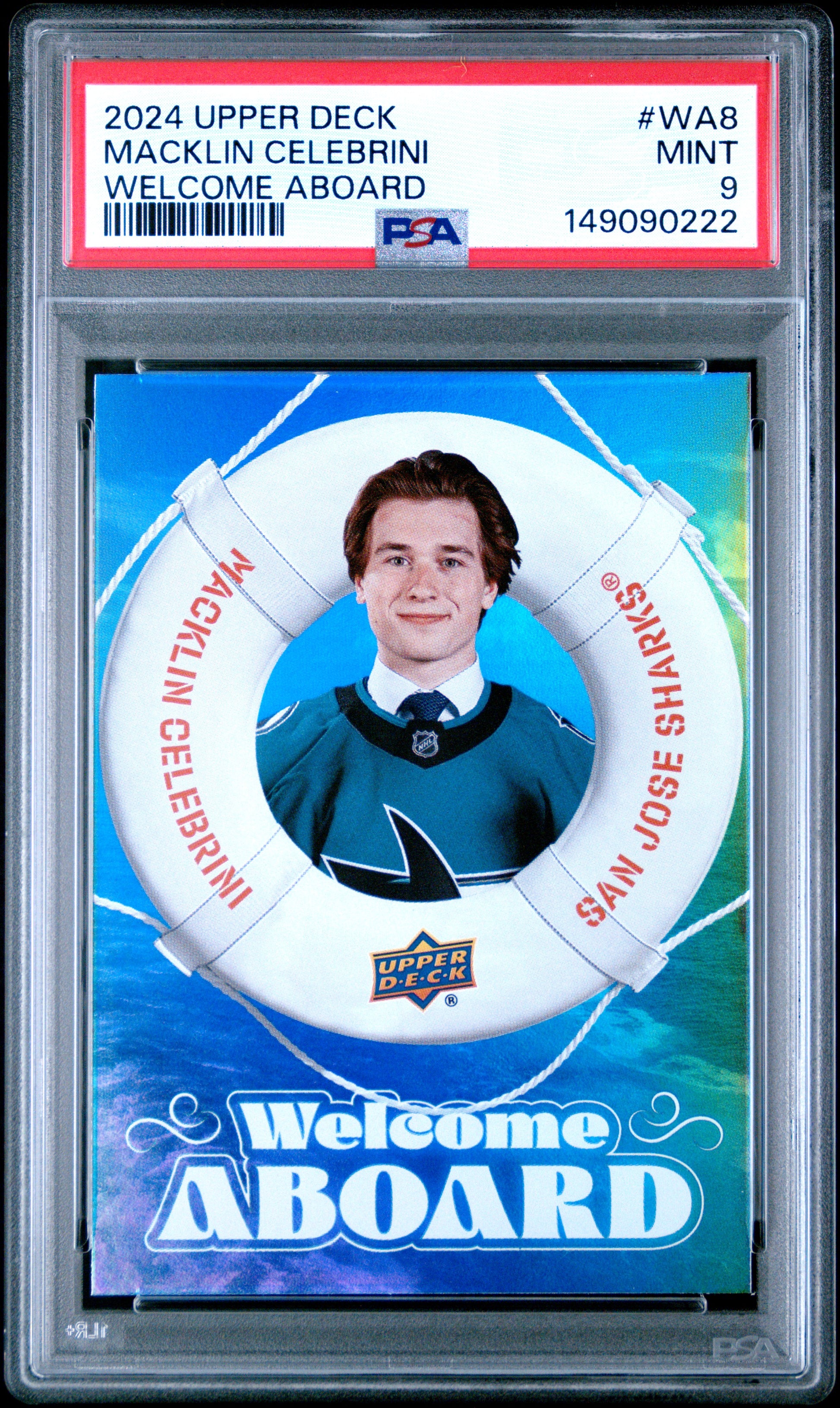 2024 Upper Deck Welcome Aboard Macklin Celebrini #WA8 PSA 9 San Jose Sharks