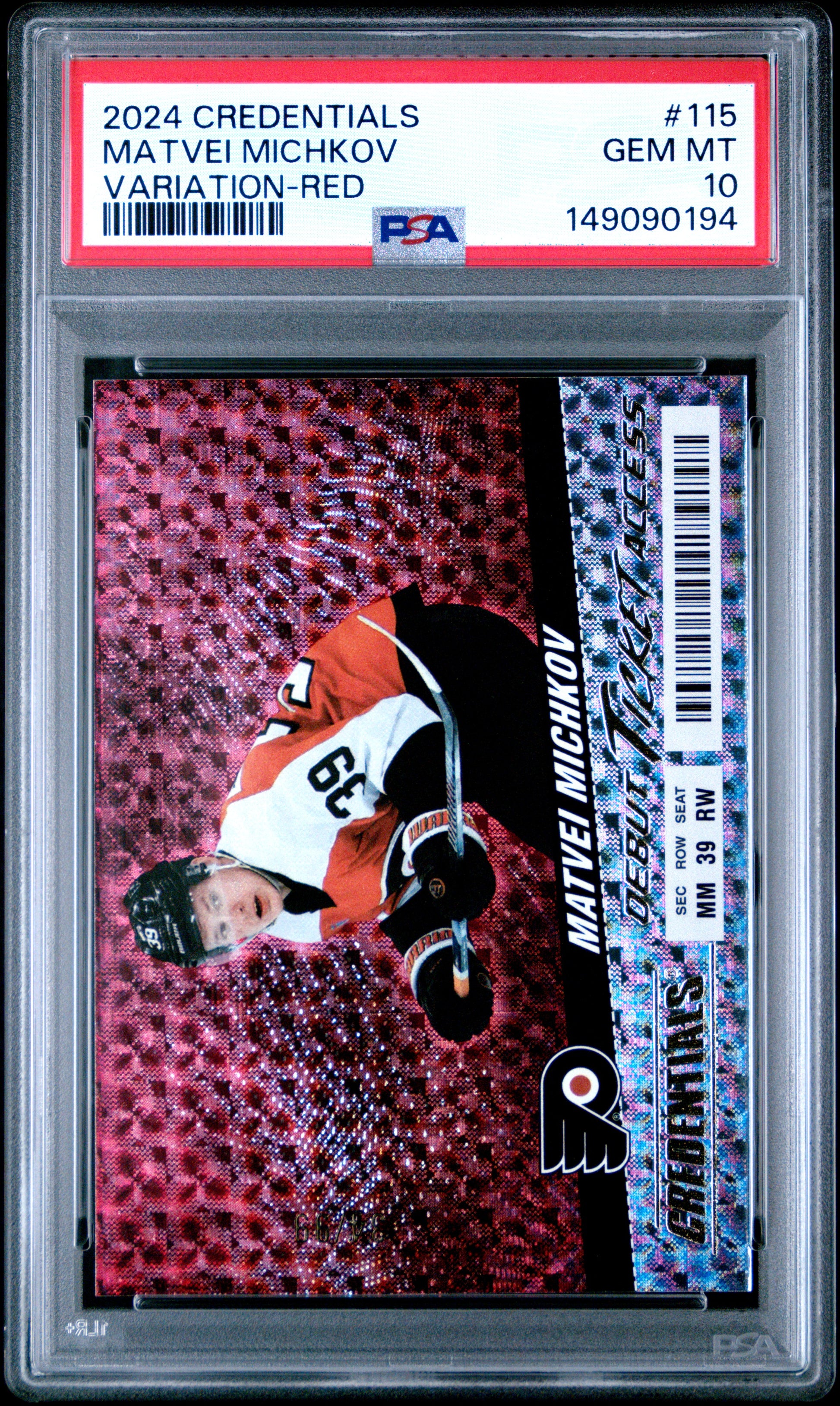 2024 Upper Deck Credentials Matvei Michkov #115 Variation-Red PSA 10 Philadelphia Flyers