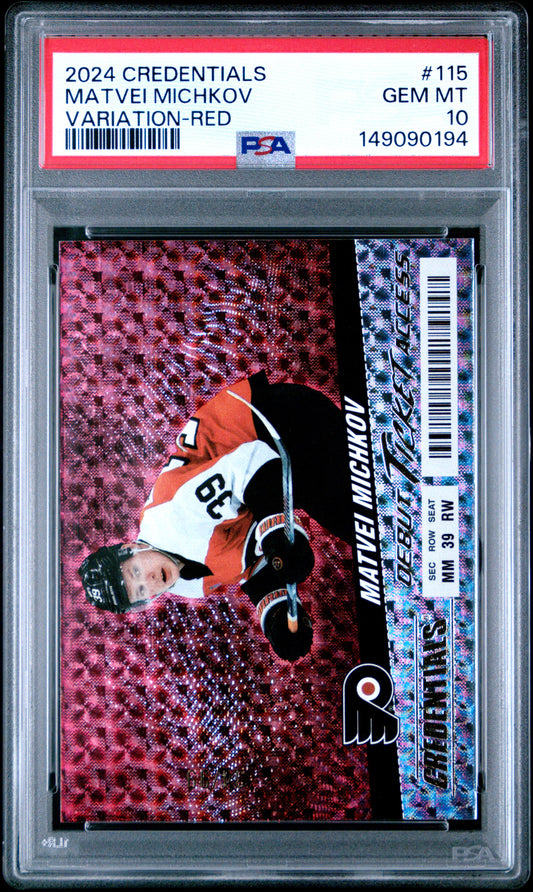 2024 Upper Deck Credentials Matvei Michkov #115 Variation-Red PSA 10 Philadelphia Flyers