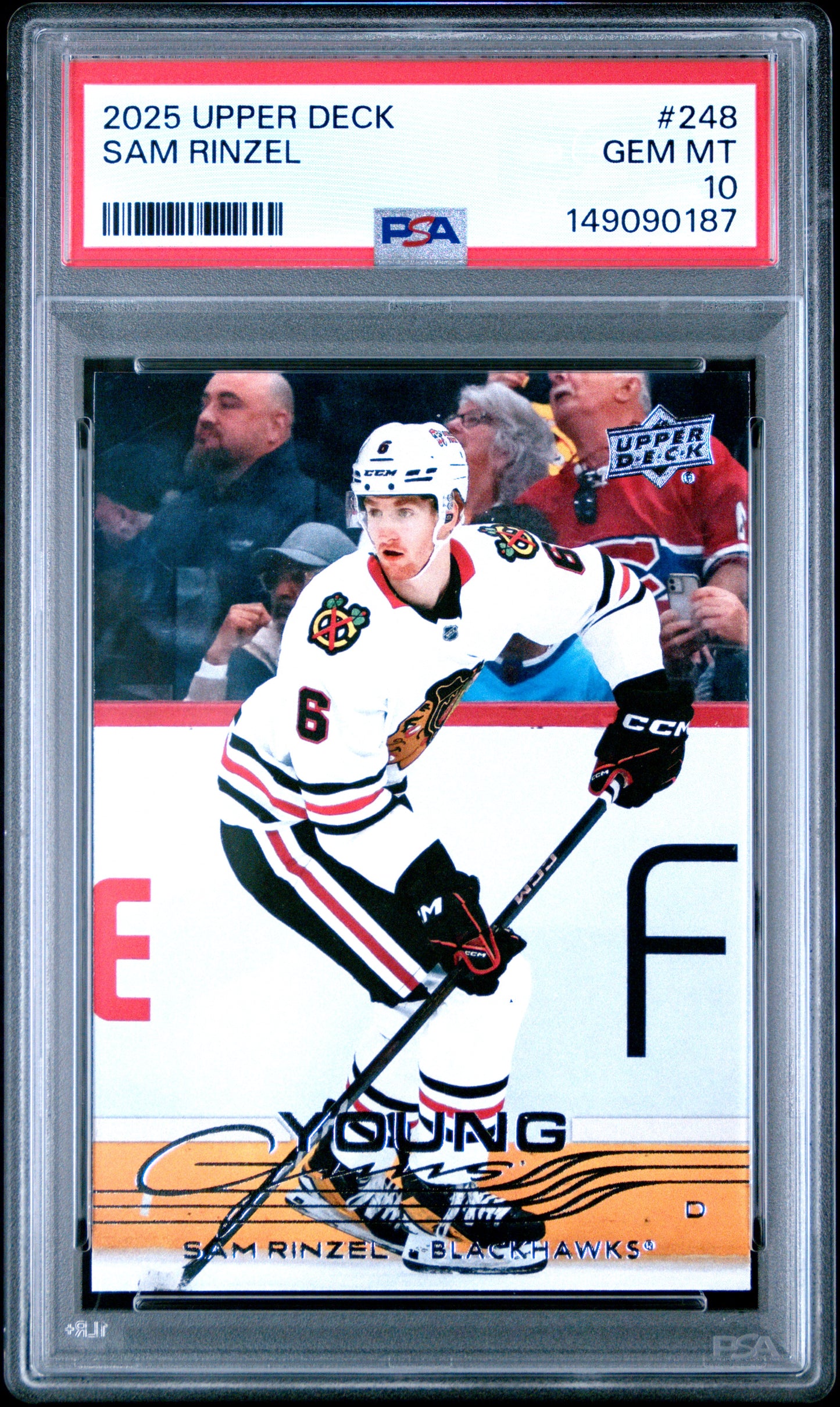 2025 Upper Deck Sam Rinzel #248 PSA 10 Chicago Blackhawks