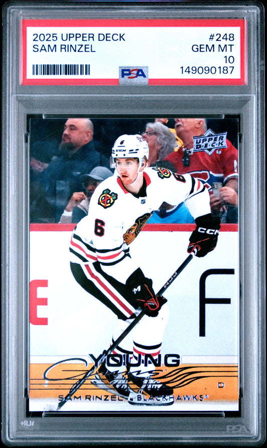 2025 Upper Deck Sam Rinzel #248 PSA 10 Chicago Blackhawks