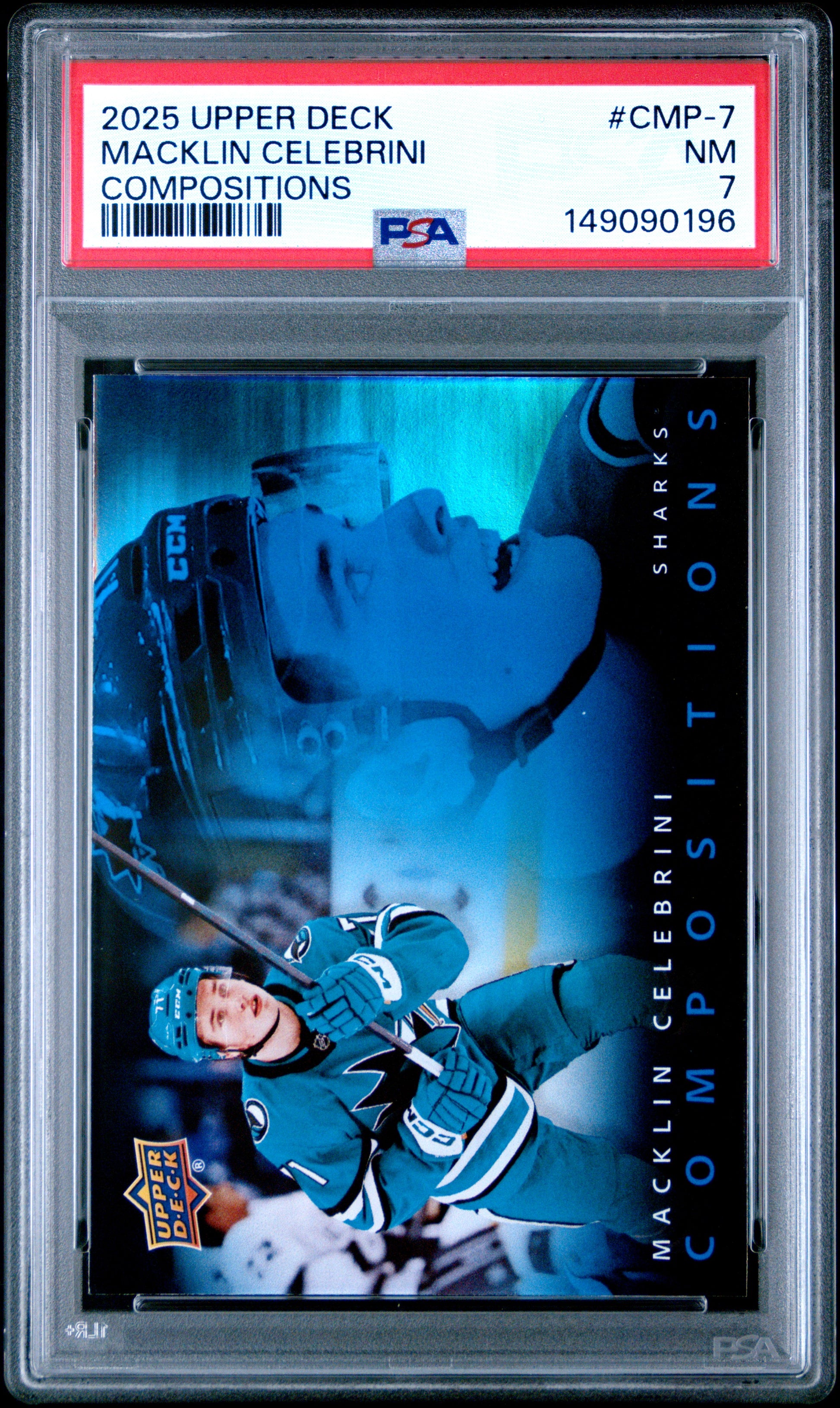 2025 Upper Deck Compositions Macklin Celebrini #CMP-7 PSA 7 San Jose Sharks