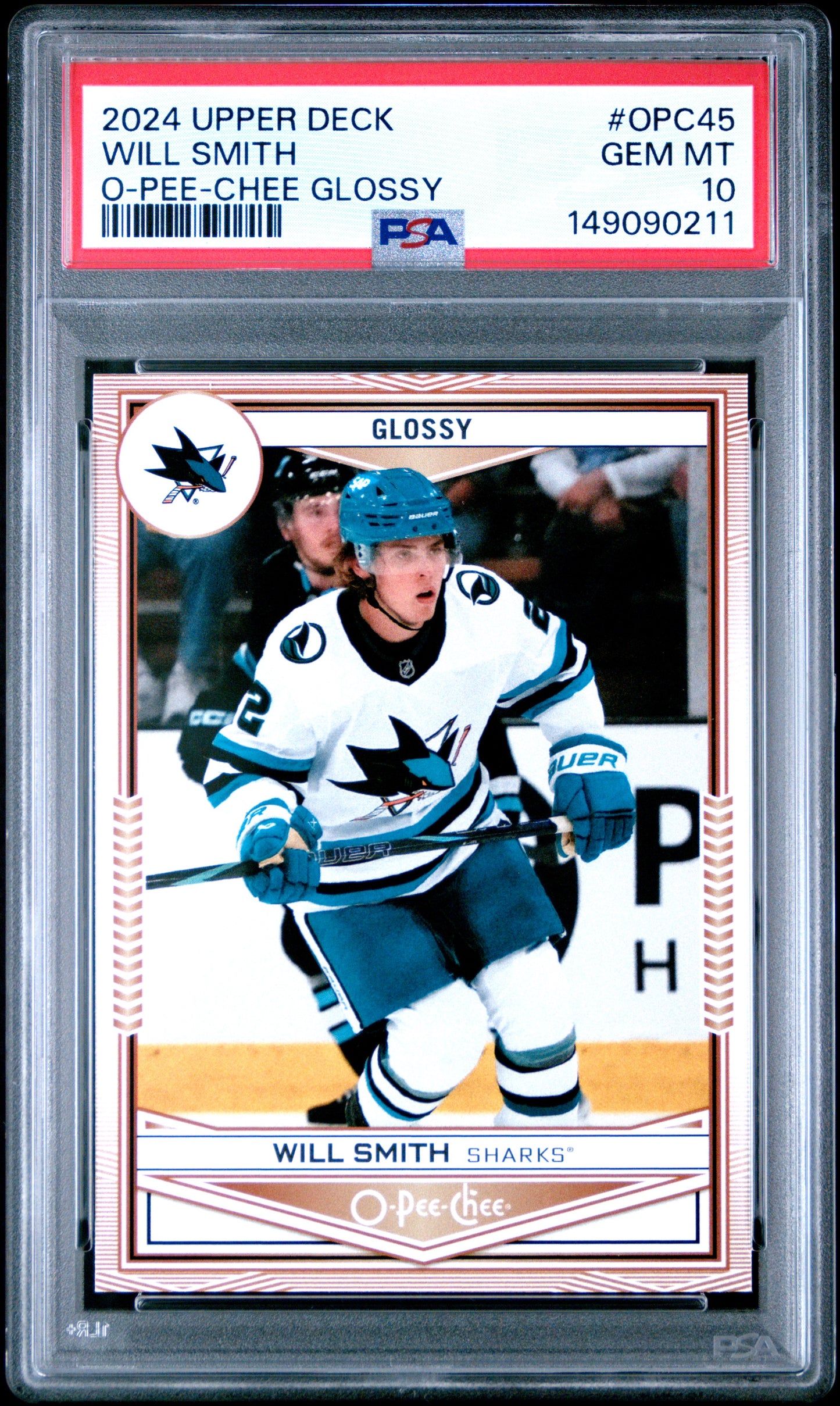 2024 Upper Deck O-Pee-Chee Glossy Will Smith #OPC45 PSA 10 San Jose Sharks
