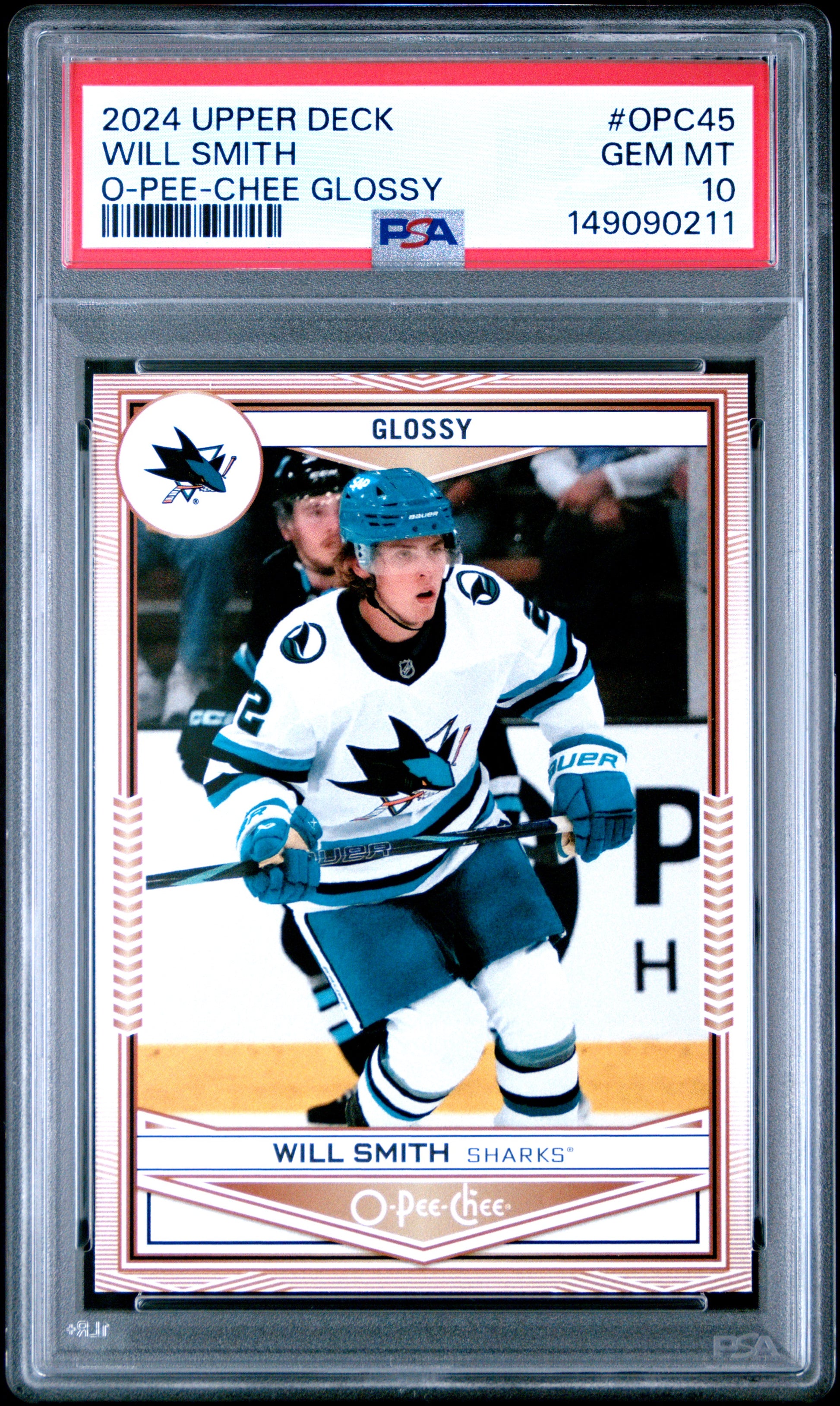 2024 Upper Deck O-Pee-Chee Glossy Will Smith #OPC45 PSA 10 San Jose Sharks