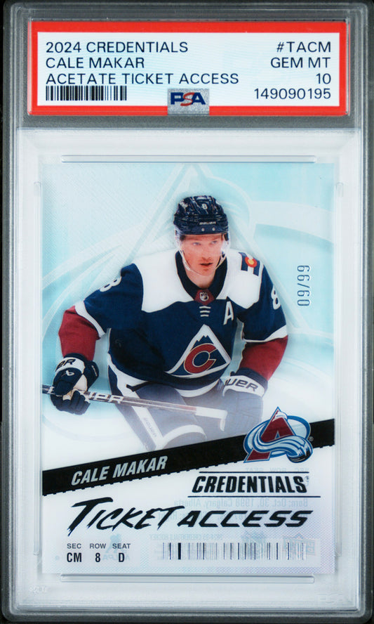 2024 Upper Deck Credentials Acetate Ticket Access Cale Makar #TACM PSA 10 Colorado Avalanche
