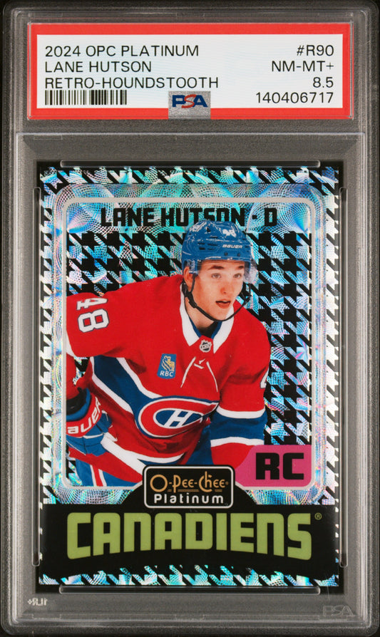 2024 Upper Deck O-Pee-Chee Platinum Retro Lane Hutson #R90 Retro-Houndstooth PSA 8.5 Montreal Canadiens