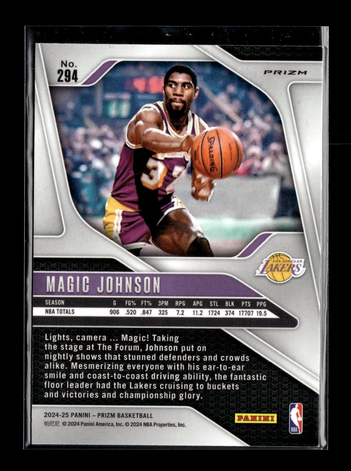 2024-25 Panini Prizm Magic Johnson #294 Prizms Red Ice Los Angeles Lakers