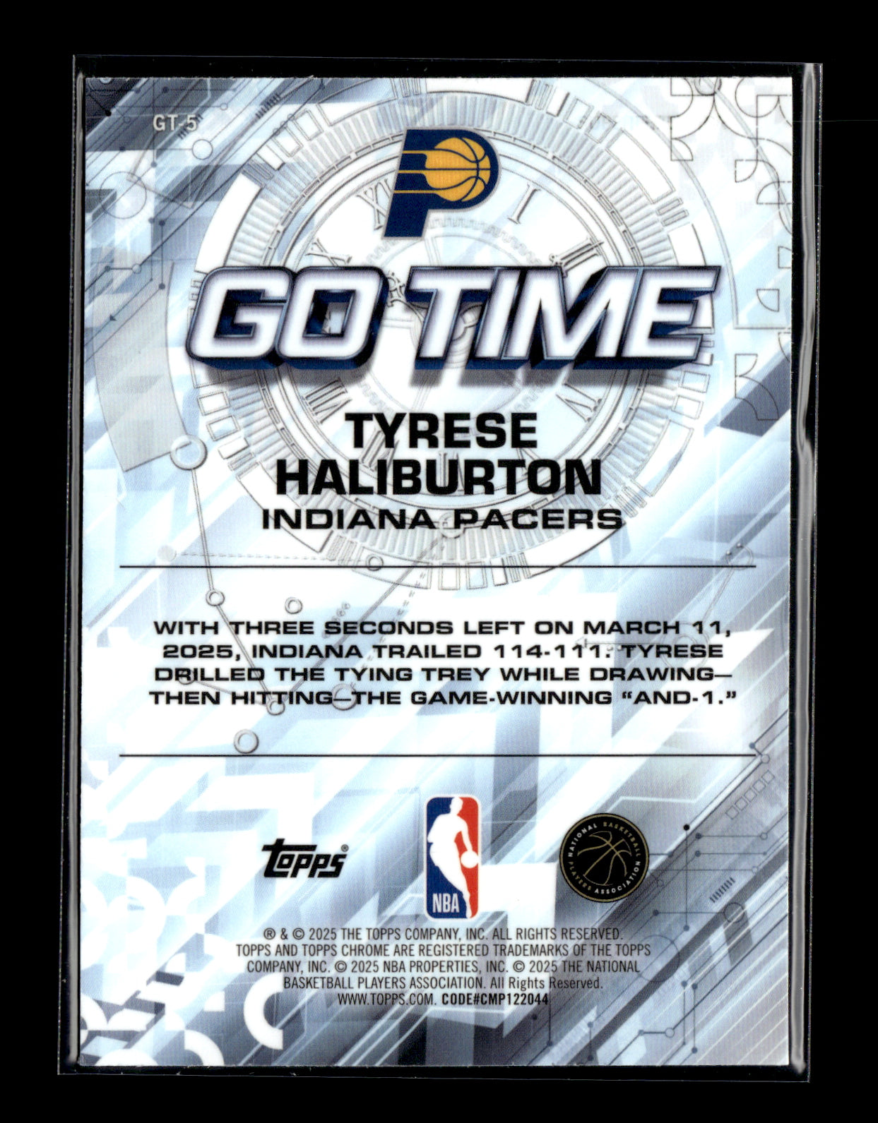 2025-26 Topps Chrome Tyrese Haliburton #GT-5 Go Time Indiana Pacers