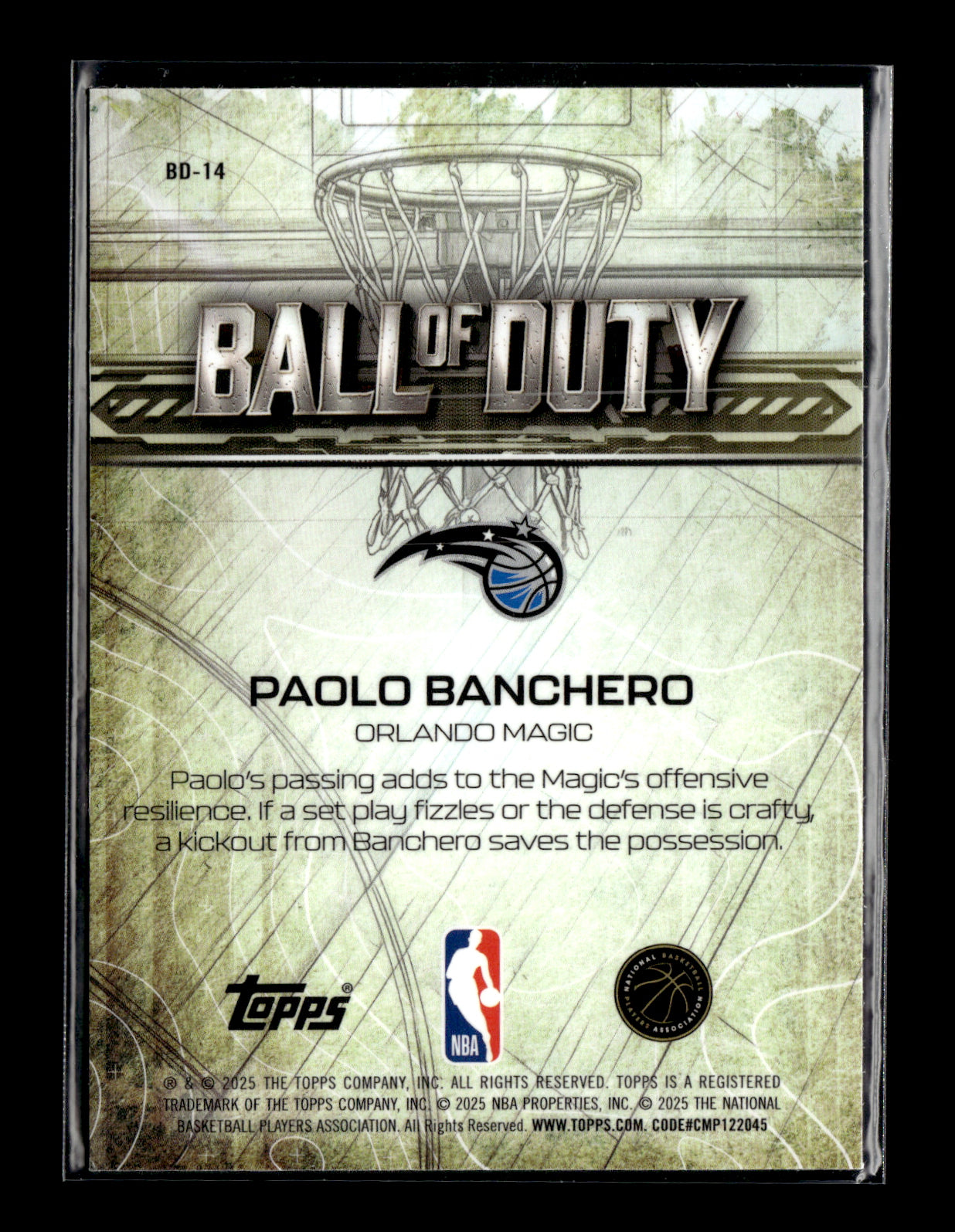2025-26 Topps Chrome Paolo Banchero #BD-14 Ball of Duty Orlando Magic