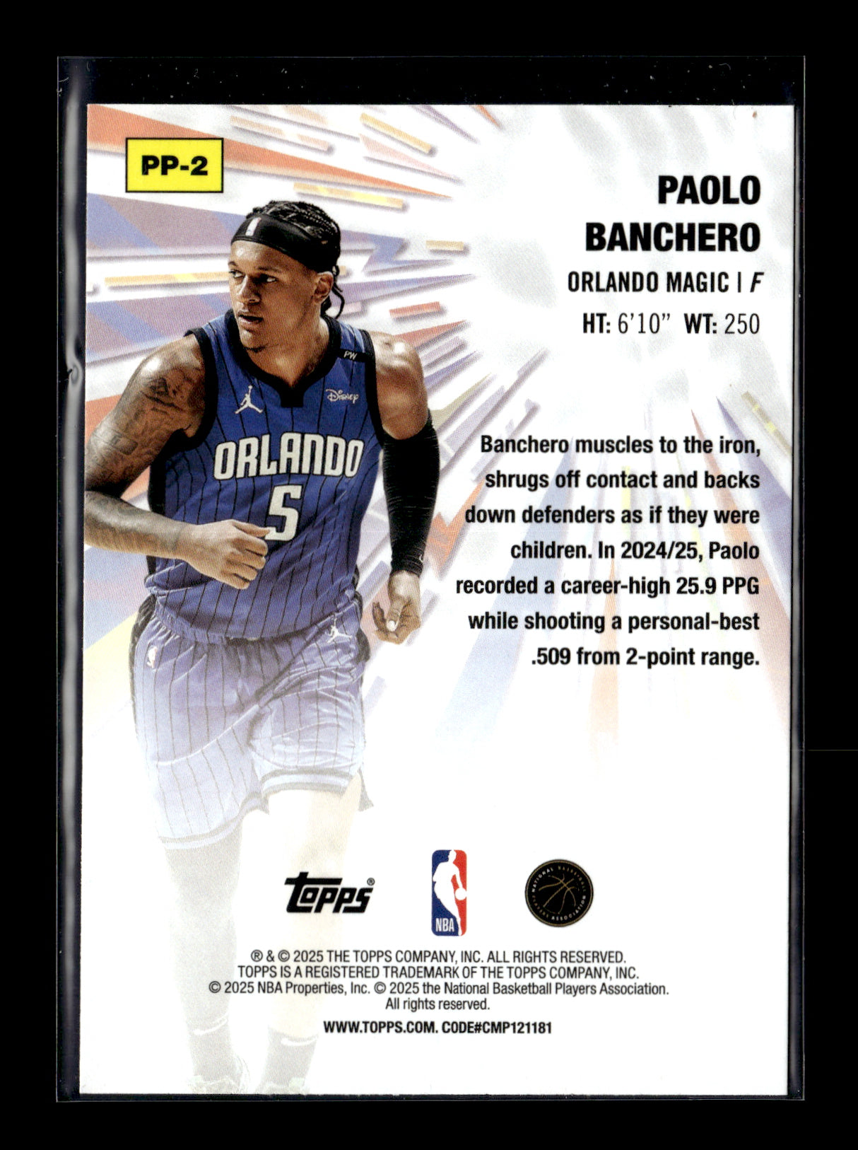 2025-26 Topps Paolo Banchero #PP-2 Power Players Orlando Magic