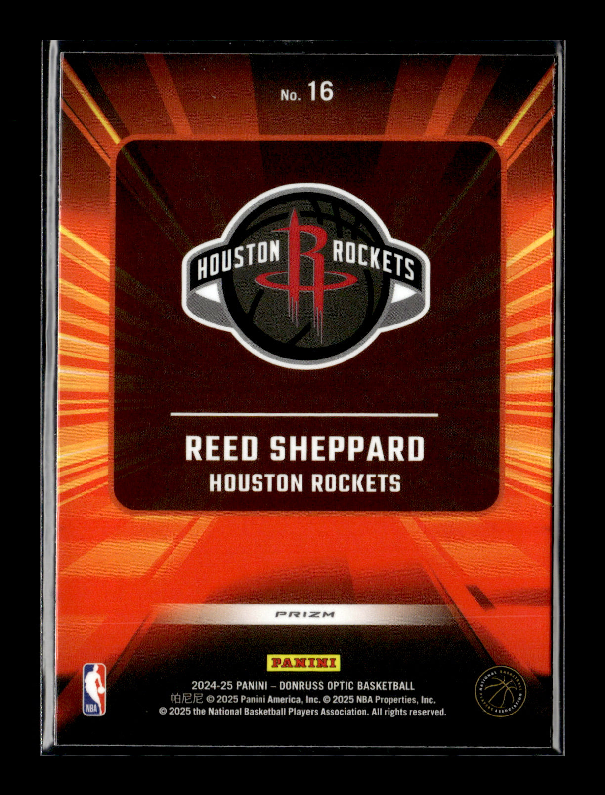 2024-25 Donruss Optic Reed Sheppard #16 Express Lane Purple Houston Rockets