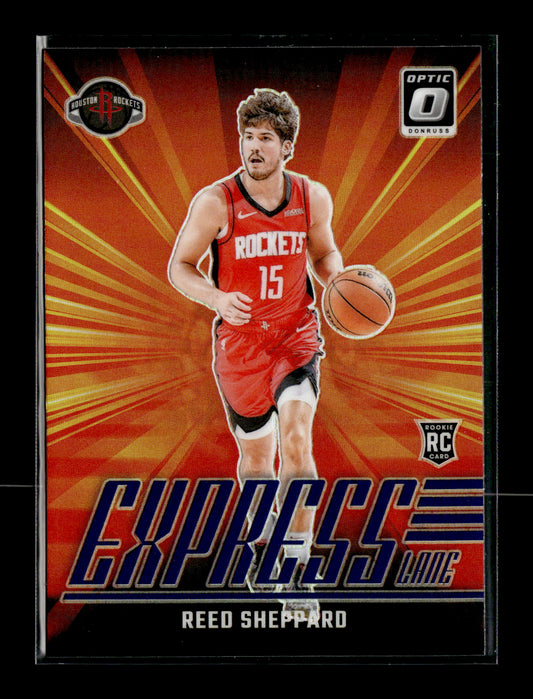2024-25 Donruss Optic Reed Sheppard #16 Express Lane Purple Houston Rockets