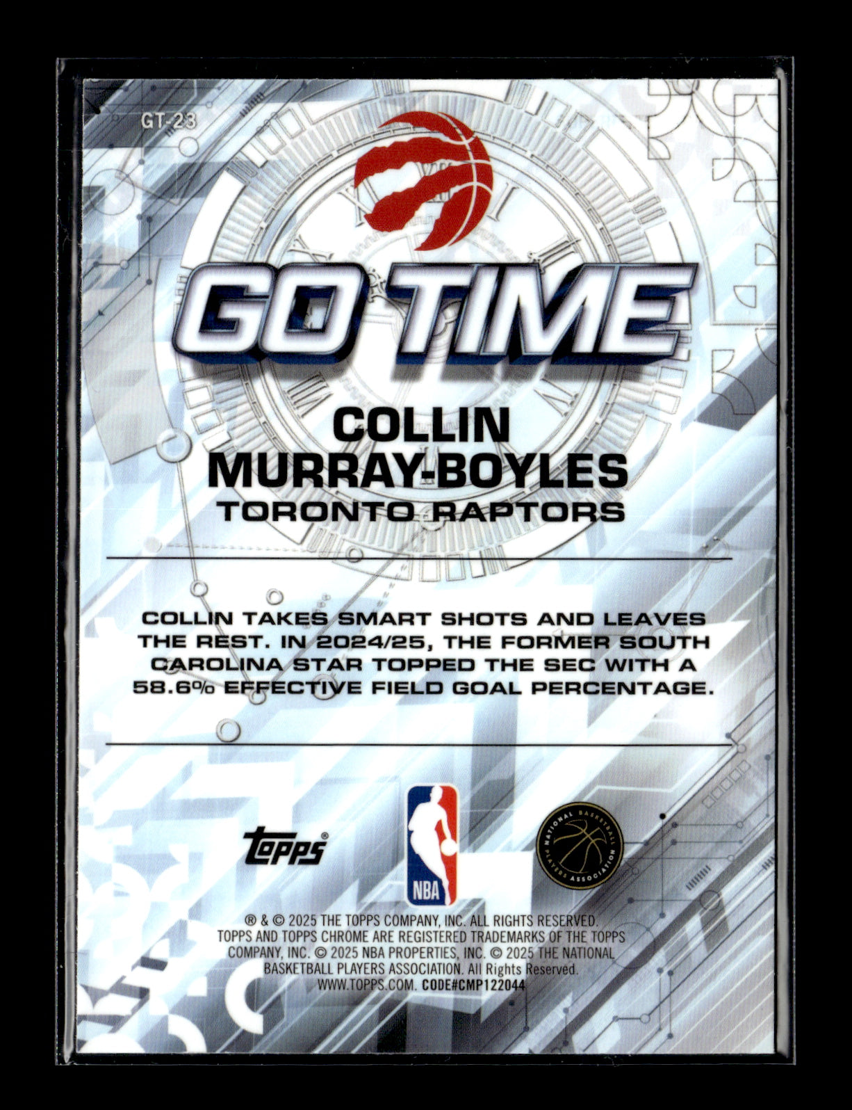 2025-26 Topps Chrome Collin Murray-Boyles #GT-23 Go Time Toronto Raptors