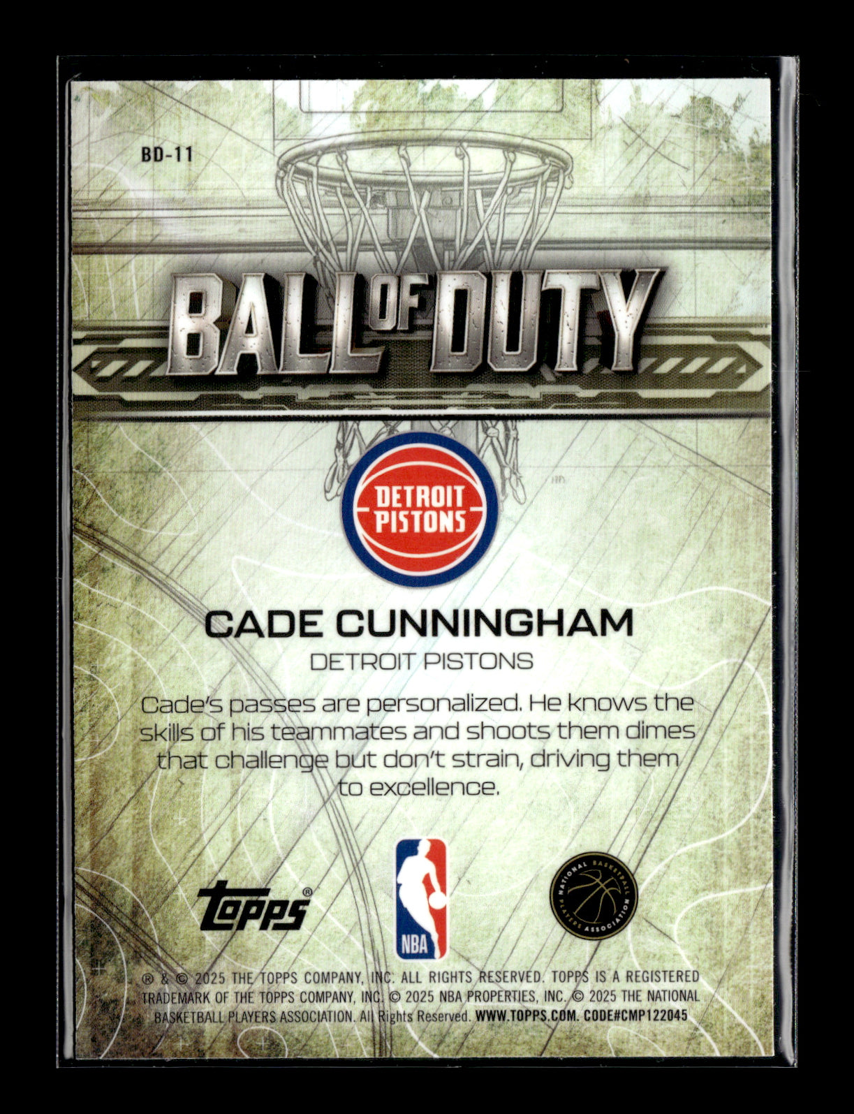 2025-26 Topps Chrome Cade Cunningham #BD-11 Ball of Duty Detroit Pistons