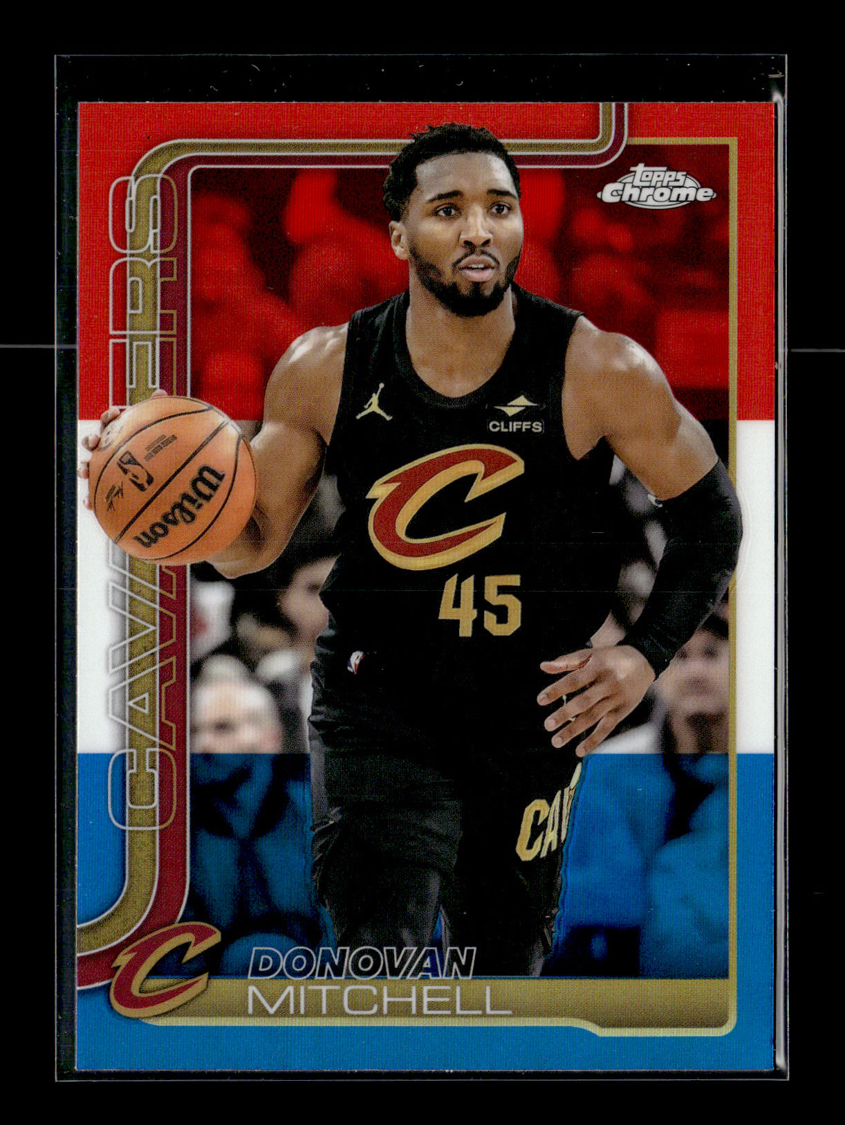 2025-26 Topps Chrome Donovan Mitchell #69 Red White and Blue Refractor Cleveland Cavaliers