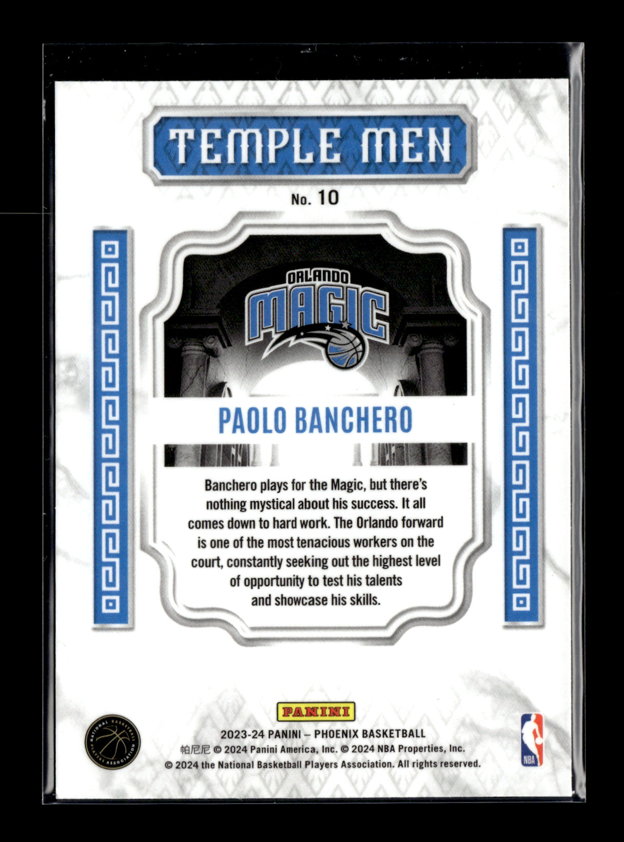 2023-24 Panini Phoenix Paolo Banchero #10 Temple Men Orlando Magic