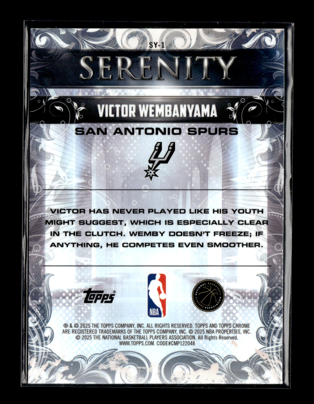 2025-26 Topps Chrome Victor Wembanyama #SY-1 Serenity San Antonio Spurs