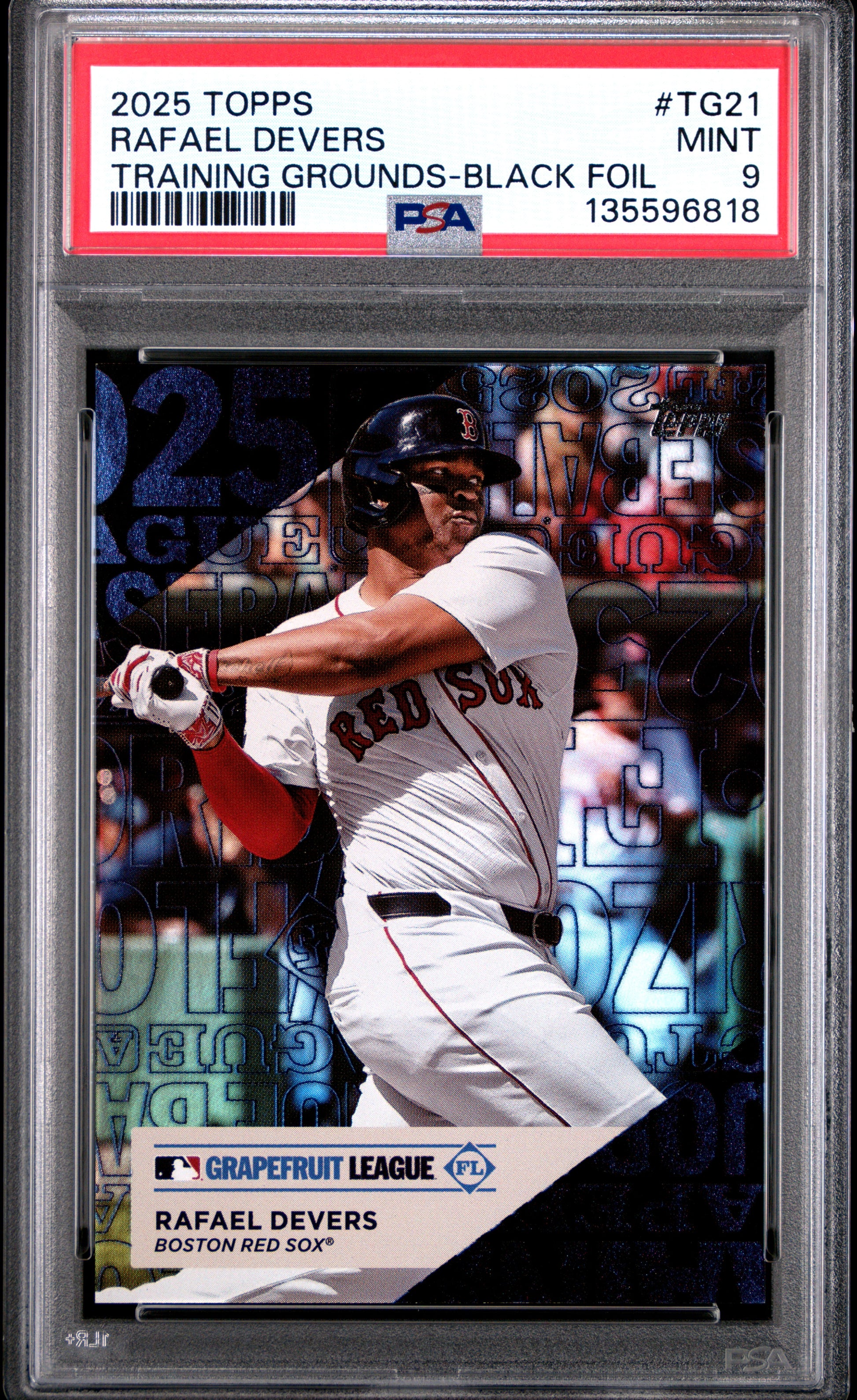 2025 Topps Training Grounds Rafael Devers #TG21 Training Grounds-Black Foil PSA 9 Boston Red Sox