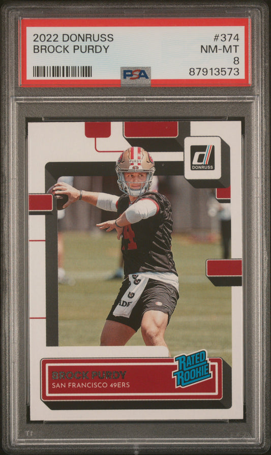 2022 Panini Donruss Brock Purdy #374 PSA 8 San Francisco Niners