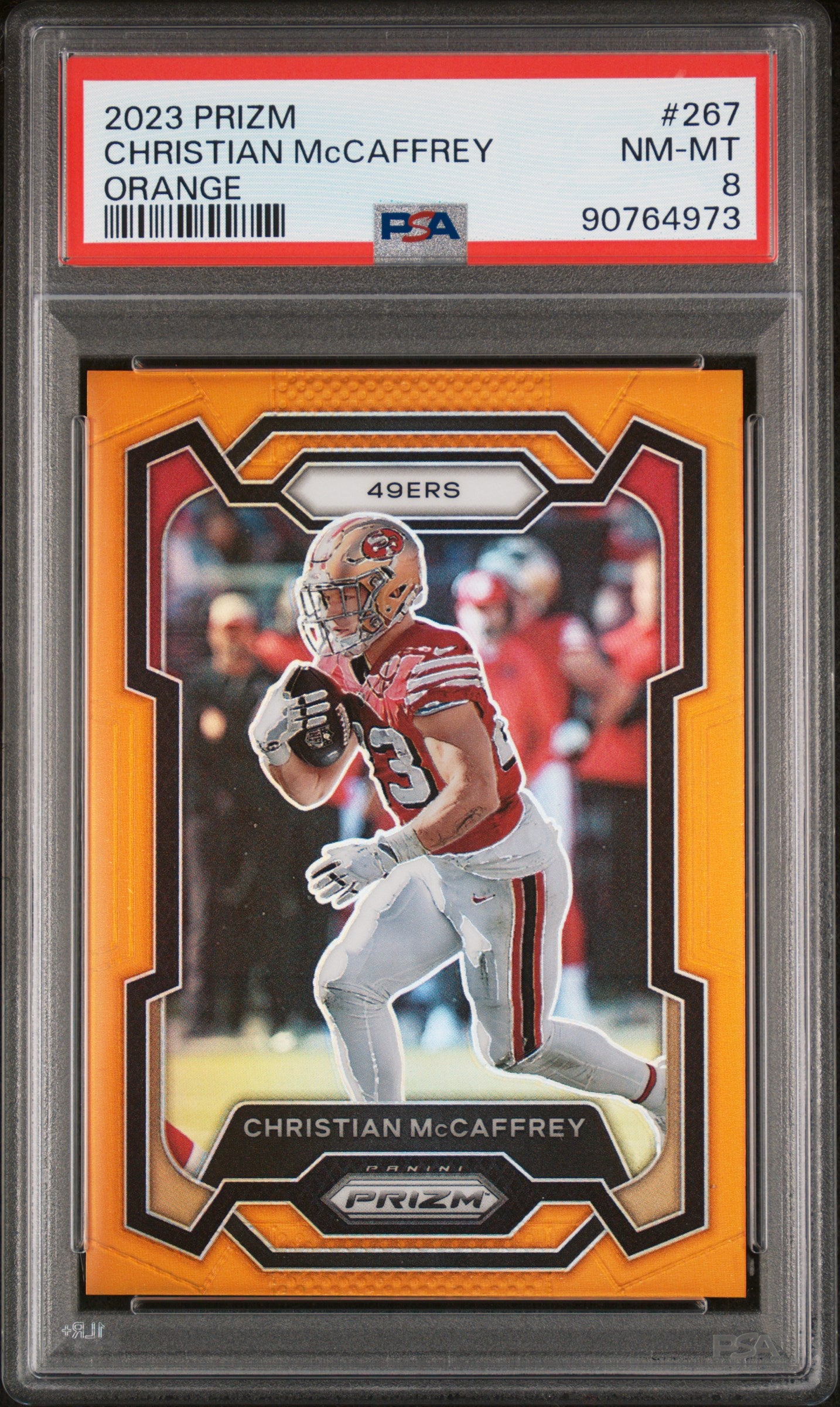 2023 Panini Prizm Christian Mccaffrey #267 Orange Prizm PSA 8 San Francisco Niners