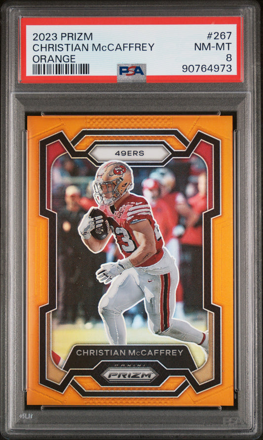 2023 Panini Prizm Christian Mccaffrey #267 Orange Prizm PSA 8 San Francisco Niners