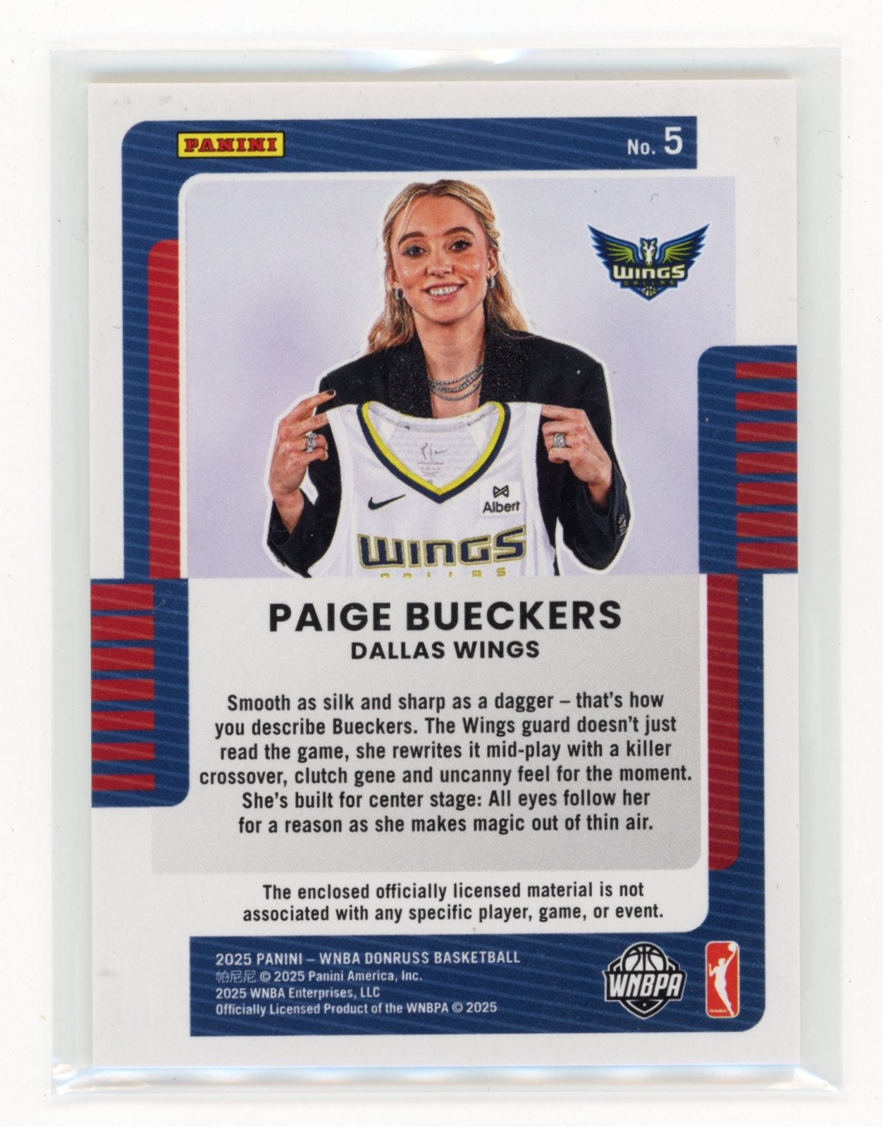 2025 Donruss WNBA Paige Bueckers #5 Rookie Jerseys Dallas Wings