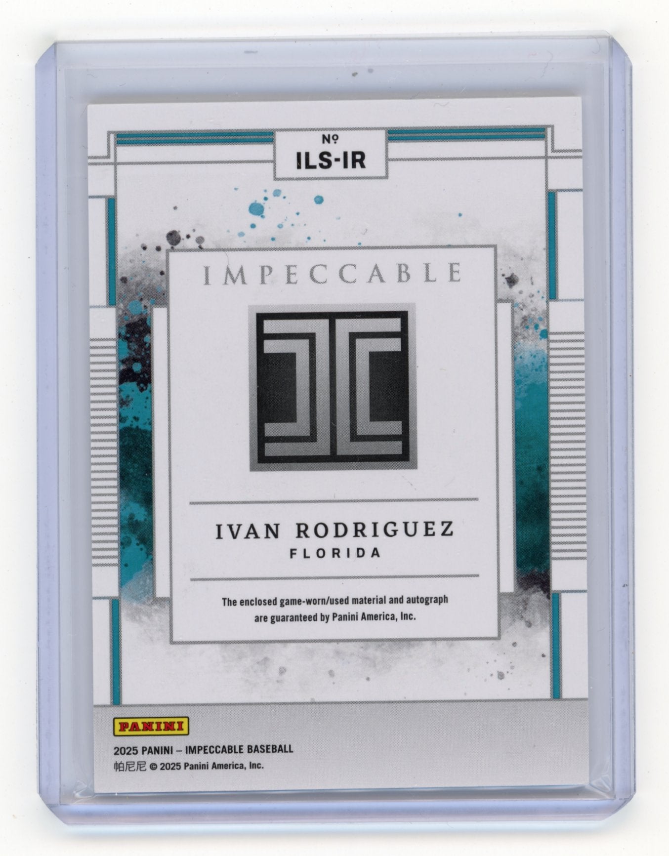 2025 Panini Impeccable Ivan Rodriguez #ILS-IR Impeccable Lumber Signatures #/99 Florida Marlins