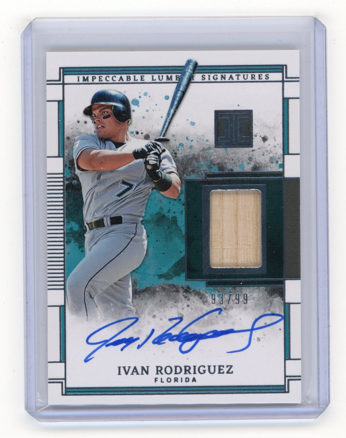 2025 Panini Impeccable Ivan Rodriguez #ILS-IR Impeccable Lumber Signatures #/99 Florida Marlins