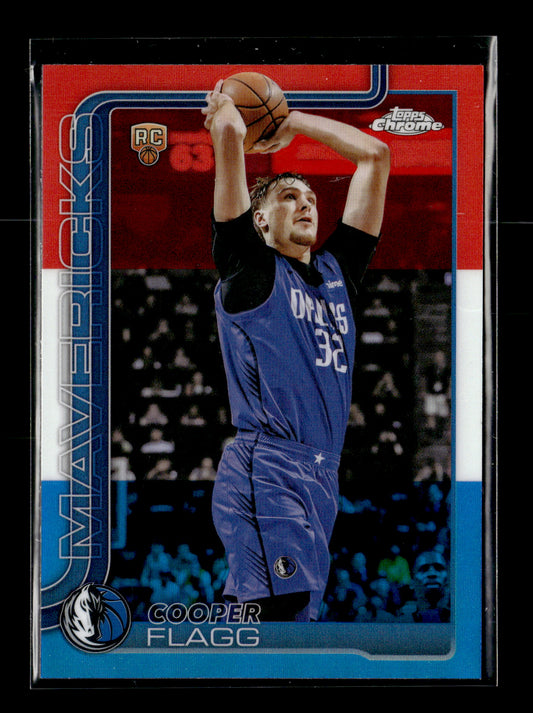 2025-26 Topps Chrome Cooper Flagg #251 Red White and Blue Refractor Dallas Mavericks