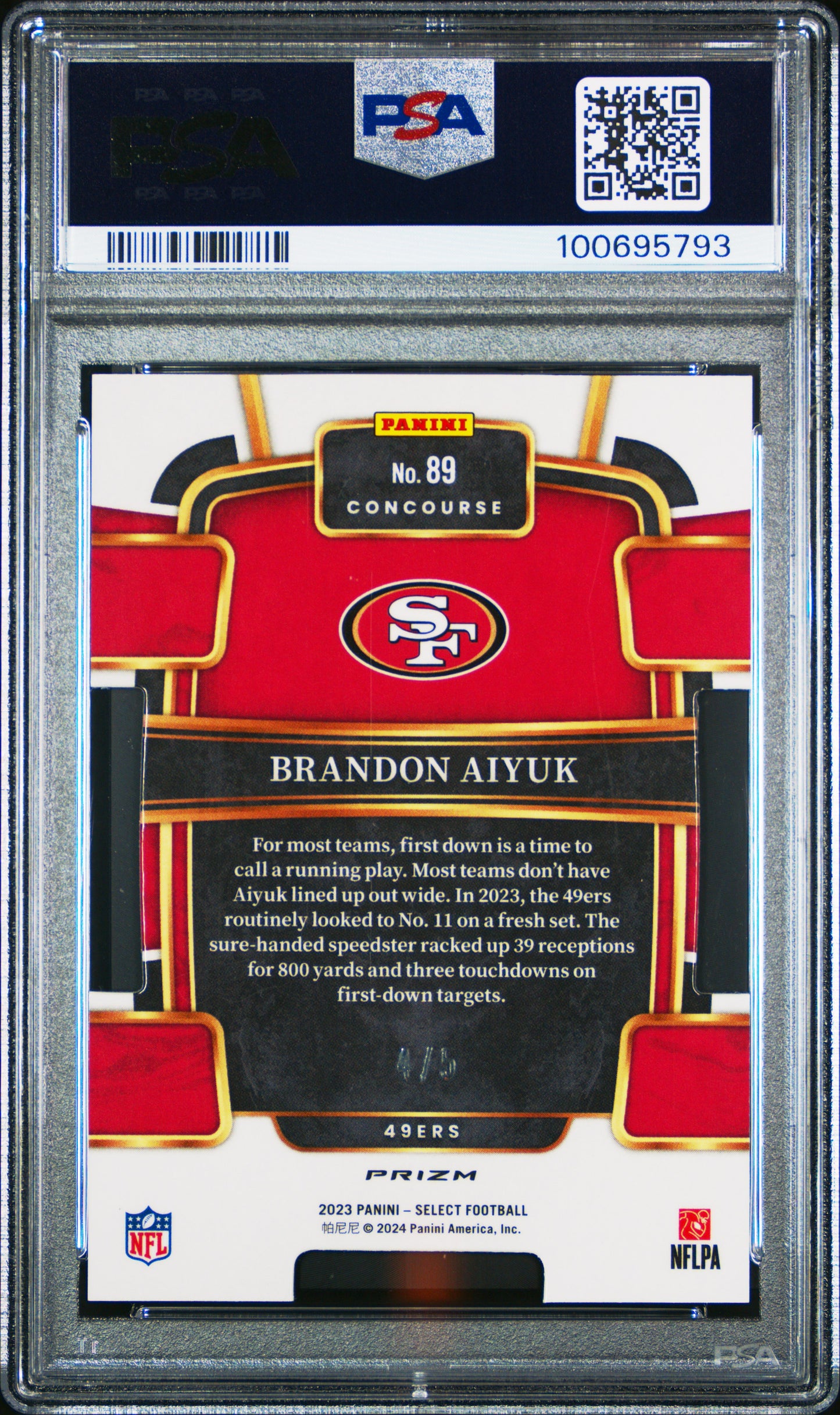 2023 Panini Select #89 Brandon Aiyuk Die-Cut Green Prizm PSA 9