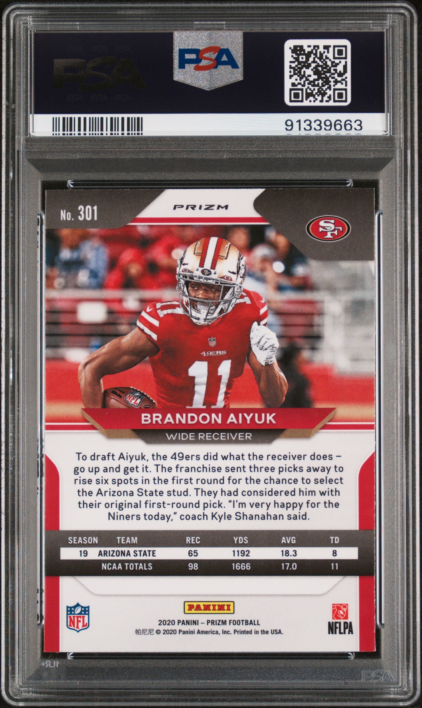 2020 Panini Prizm #301 Brandon Aiyuk Lazer Prizm PSA 10