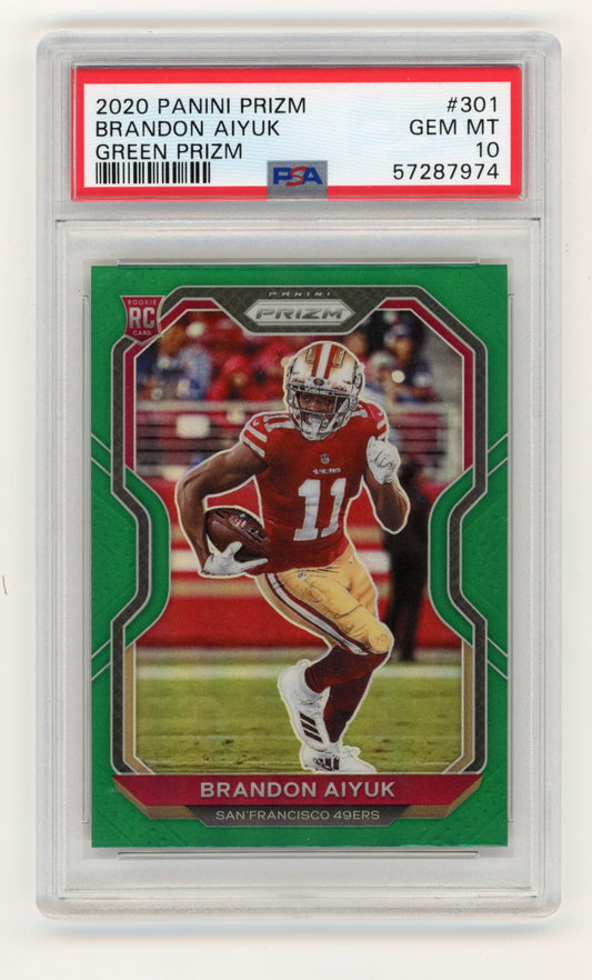2020 Panini Prizm #301 Brandon Aiyuk Green Prizm PSA 10