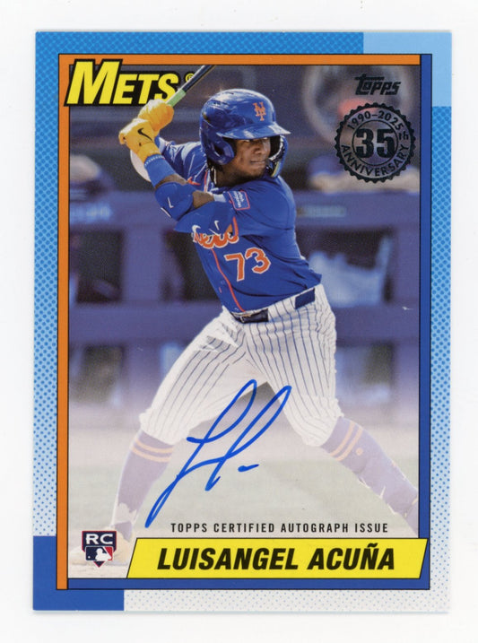2025 Topps #90A-LAC Luisangel Acuña 1990 Topps Baseball 35th Auto Mets
