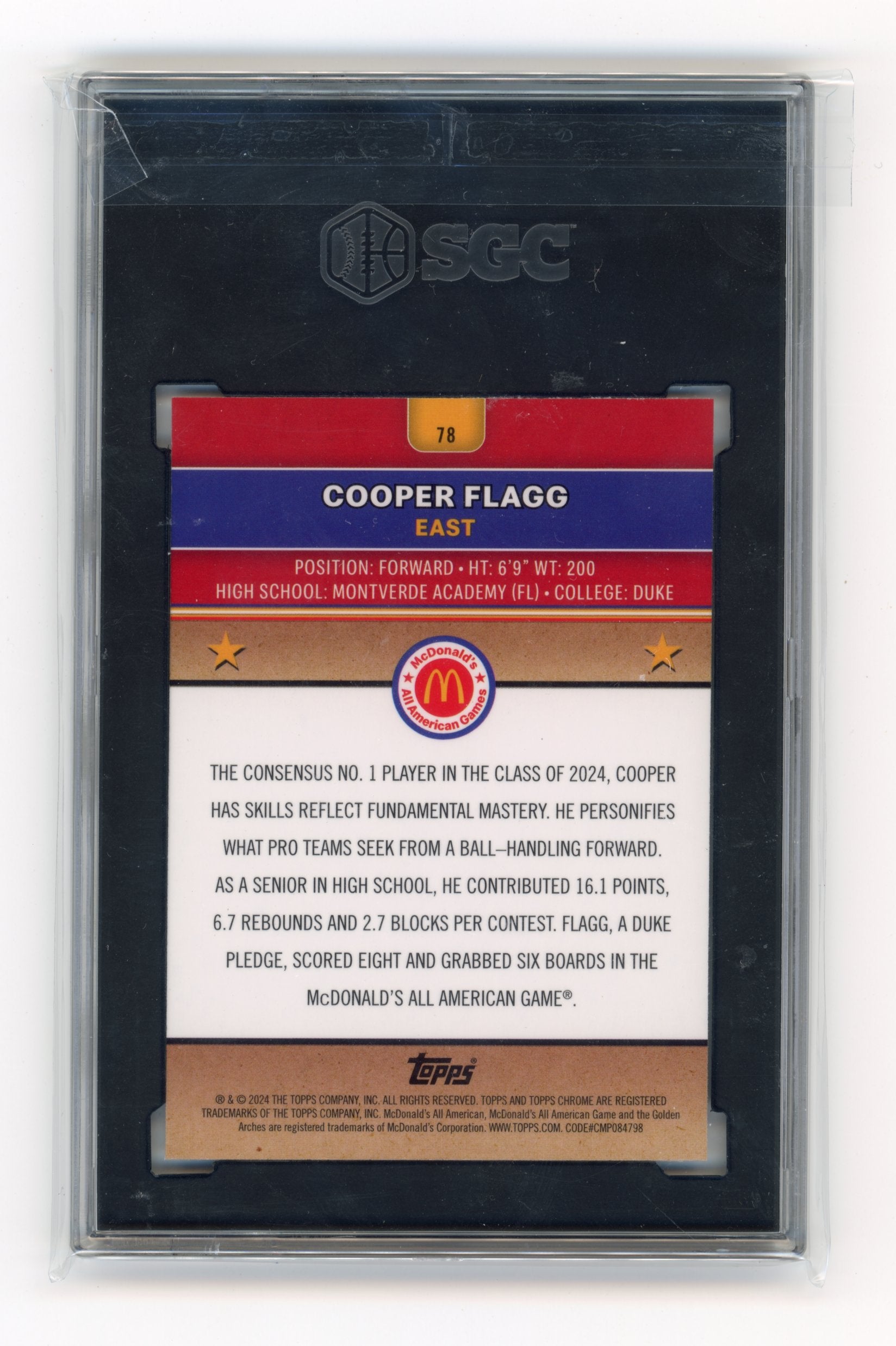 2024 Topps Chrome McDonald's All-American Cooper Flagg #78 Dallas Mavericks
