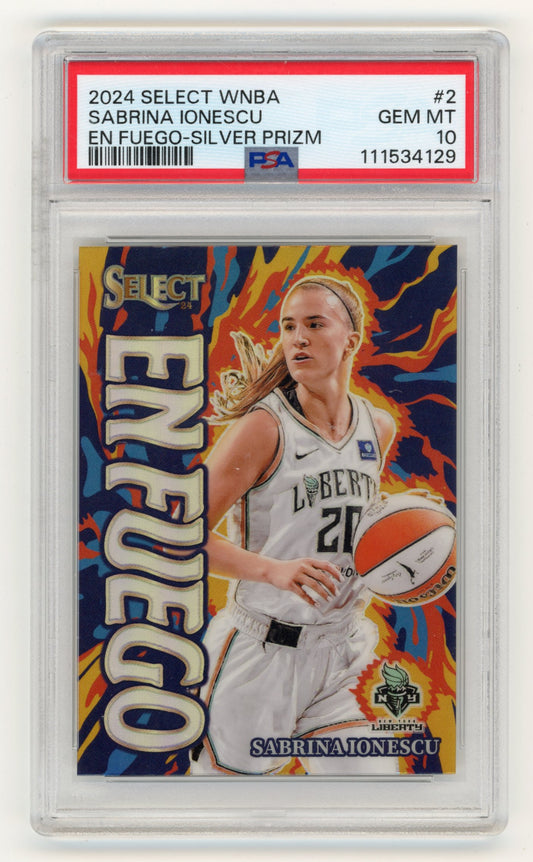 2024 Panini Select WNBA Sabrina Ionescu #2 En Fuego Prizms Silver New York Liberty