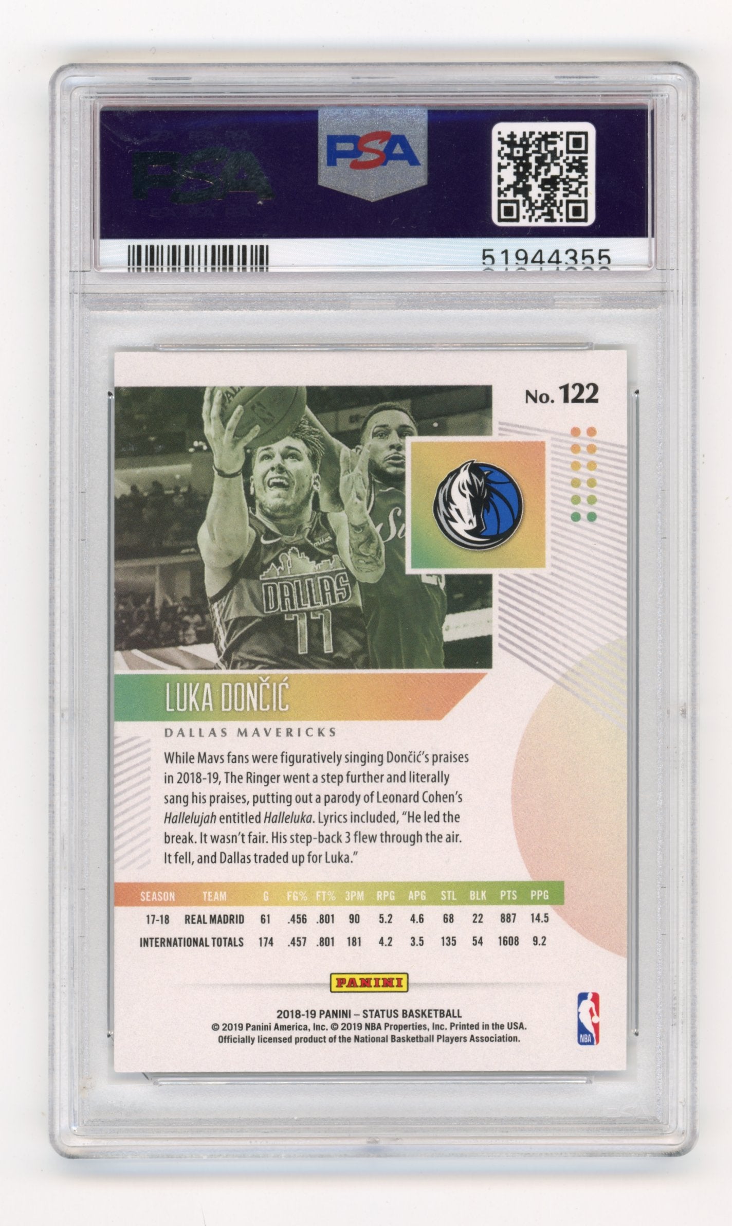 2018-19 Panini Status Luka Doncic #122 Dallas Mavericks